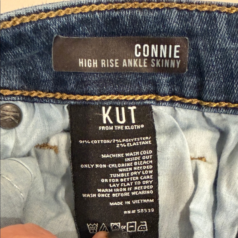 KUT Connie High Rise Skinny Jeans Sz 10 Raw Hem Button Fly Stretch Denim - Picture 8 of 10